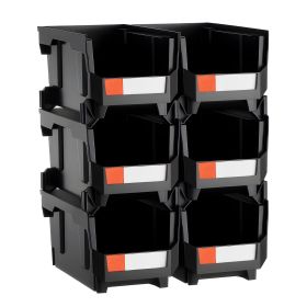 VEVOR Plastic Stackable Storage Bins, 14.8 x 8.5 x 7.1 inch (6 Pack), Plastic Containers for Organizing and Storage Bins for Closet, Garage