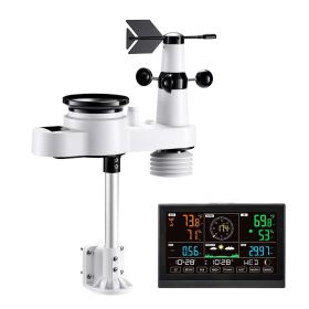 VEVOR 5-in-1 Wi-Fi Weather Station, 7.5-Inch VA Display, Wireless Solar Powered Outdoor Sensor, Rain Gauge, Indoor Outdoor for Weather Forecast