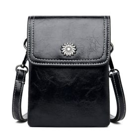 Fashion Simple Large Capacity Mobile Phone Bag Mini Crossbody Bag (Option: Black)