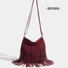 Artistic Tassel Simple And Popular Shoulder Bag (Option: Wine Red)
