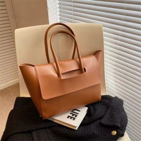 Fashion Women Shoulder Bags Large Capacity Handbags Simple Retro Tote Bags Solid Color Famous Brand High Quality Bags (Option: Light Brown)