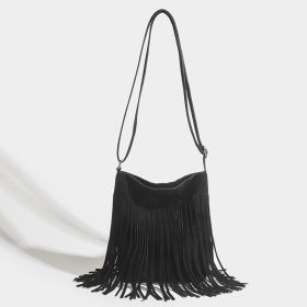 Artistic Tassel Simple And Popular Shoulder Bag (Option: Black)