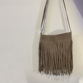 Artistic Tassel Simple And Popular Shoulder Bag (Option: Almond Color)