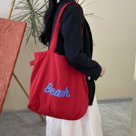 Canvas Bag Large Capacity Women's Shoulder Bag (Option: Beach Red)