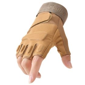 Outdoor Tactical Gloves Airsoft Sport Gloves Half Finger Military Men Women Combat Shooting Hunting Fitness Fingerless Gloves (Color: khaki, Gloves Size: XL)
