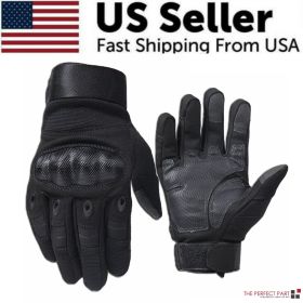 Tactical Motorcycle Motocross Full Finger Gloves Motorbike Riding Racing Mittens (Color: Black, size: M)