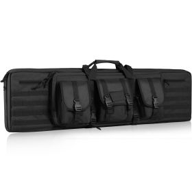 VEVOR Rifle Bag, 42 inch Tactical Double Long Gun Bag, Soft Rifle Case with Lockable Zipper, Portable Handle & Shoulder Strap (Color: Black, size: 42 inch)